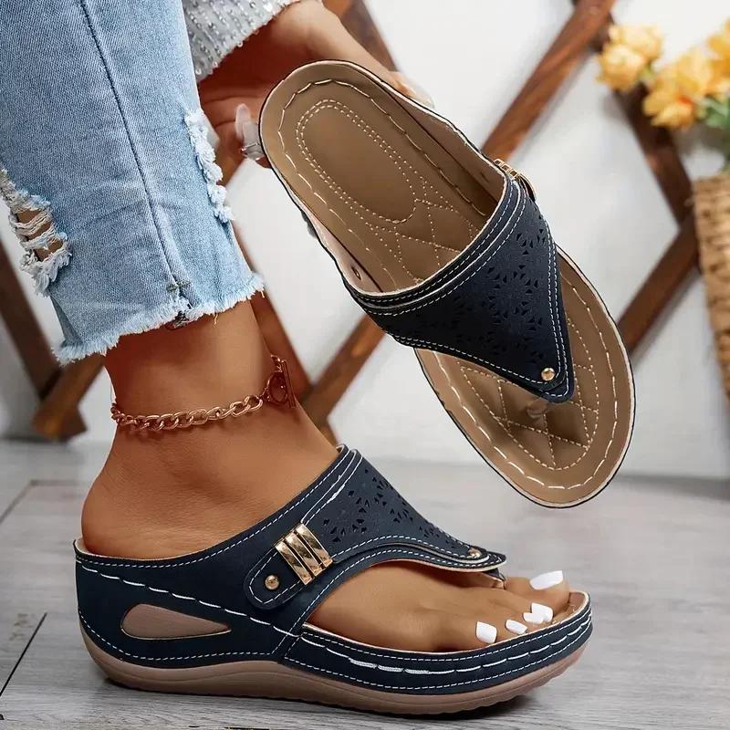 Summer Women Wedge Sandals Open Toe Outdoor Flip Flops Casual Designer Shoes Slip on Platform Sandals Slides Women