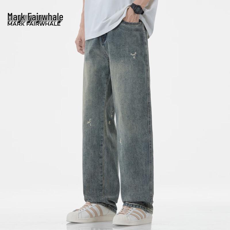 Mark Fairwhale Men's Loose Straight-Fit Distressed Jeans