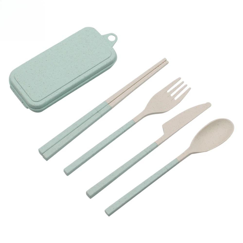 

Foldable Spoon Fork Knife Chopsticks Cutlery Set with Box Removable Dinnerware for Outdoor Travel Picnic Tableware світло-зелений колір