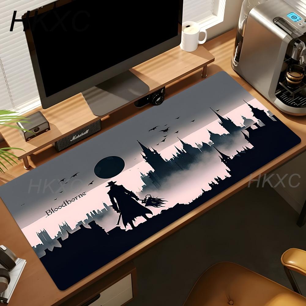 Esports Bloodborne Mouse Pad Battle Warrior Mousepad XL Desk Mat Non Slip Rubber Base Soft Fabric Game Room Desk Mouse Pad