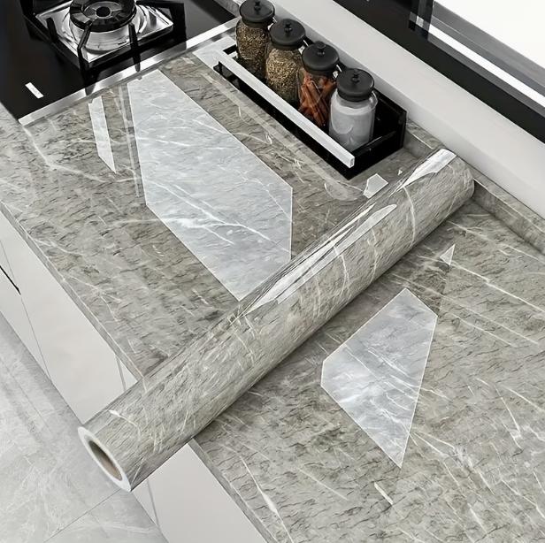 0.55m waterproof and stain resistant marble self-adhesive PVC wallpaper kitchen sticker