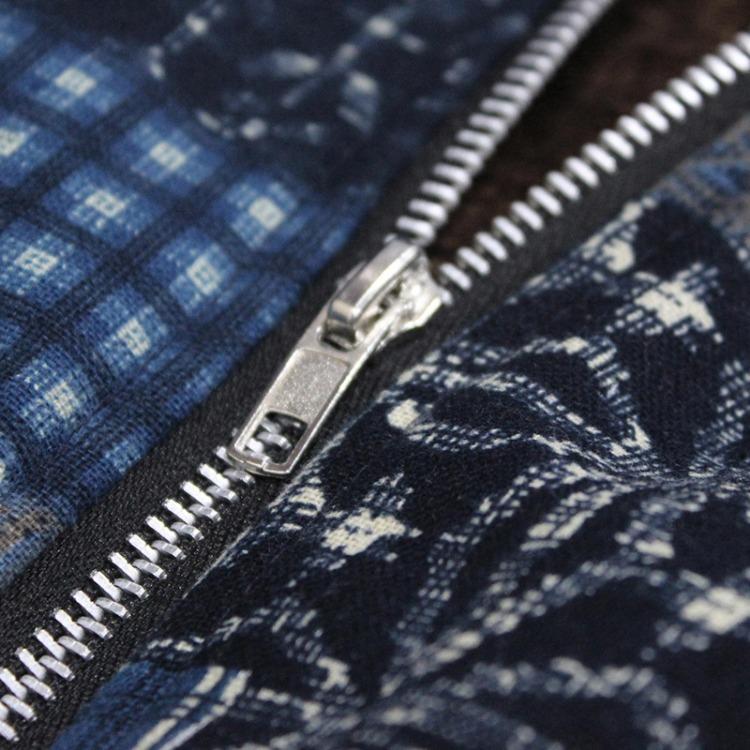 Women Vintage Floral Print Fleece Hooded Jacket Long Sleeve Coat Plus Size