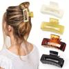 4Pcs Elegant Acrylic Claw Classic Solid Colors Large, Rectangular, Non-Slip Grip for Thick Long Hair Fashion Hair Accessories