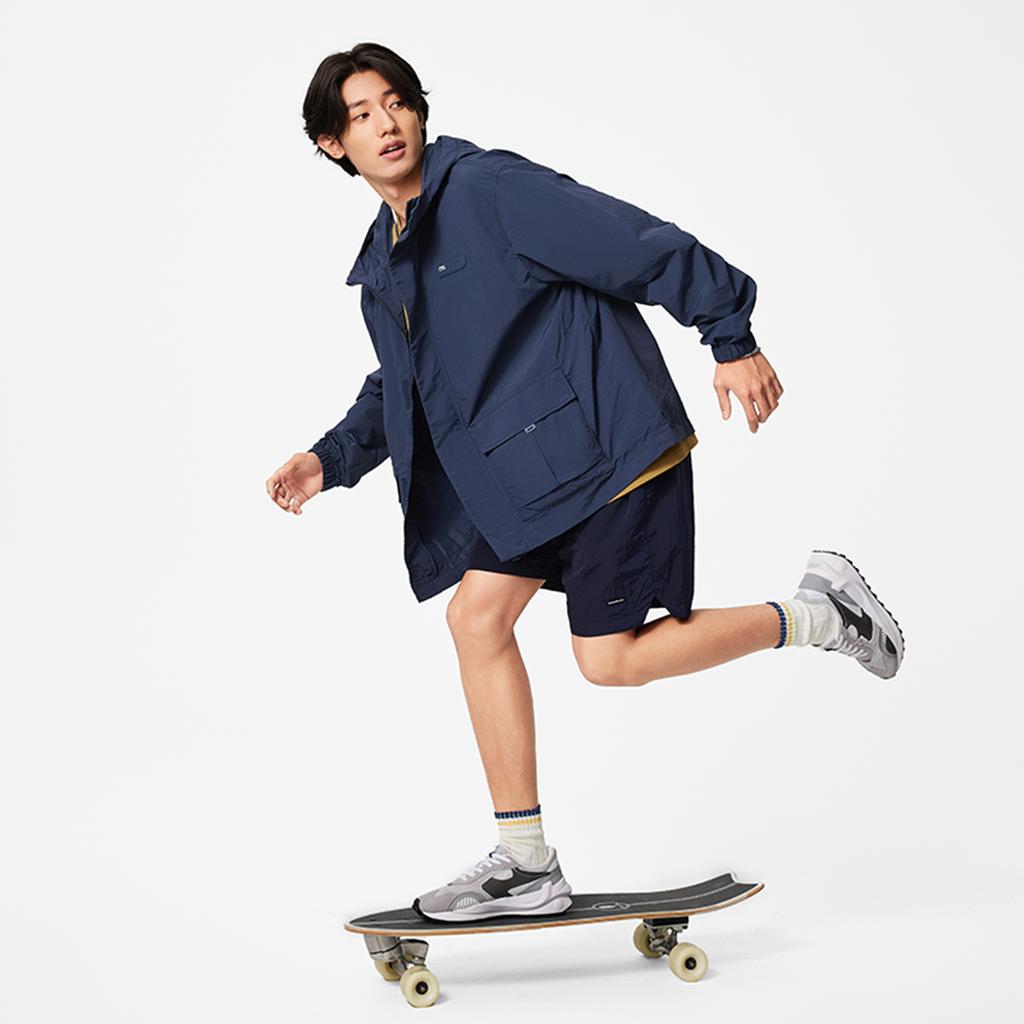 Li-Ning Water-Resistant Loose Comfortable Zip-Up Hooded Windbreaker Jacket Men Outerwear Deep-Iris-Blue AFDU537-5