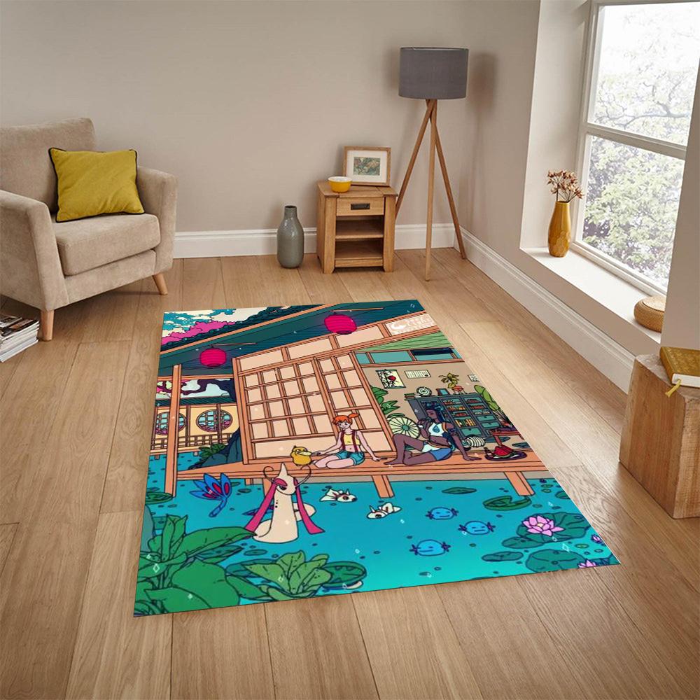 Japońskie Anime Scena Nocna Dywany Mata Podłogowa do Zabawy dla Dzieci Super Nadruk Dywany Nowoczesny Wystrój Salonu Domowego Zmywalny Dywan Podłogowy