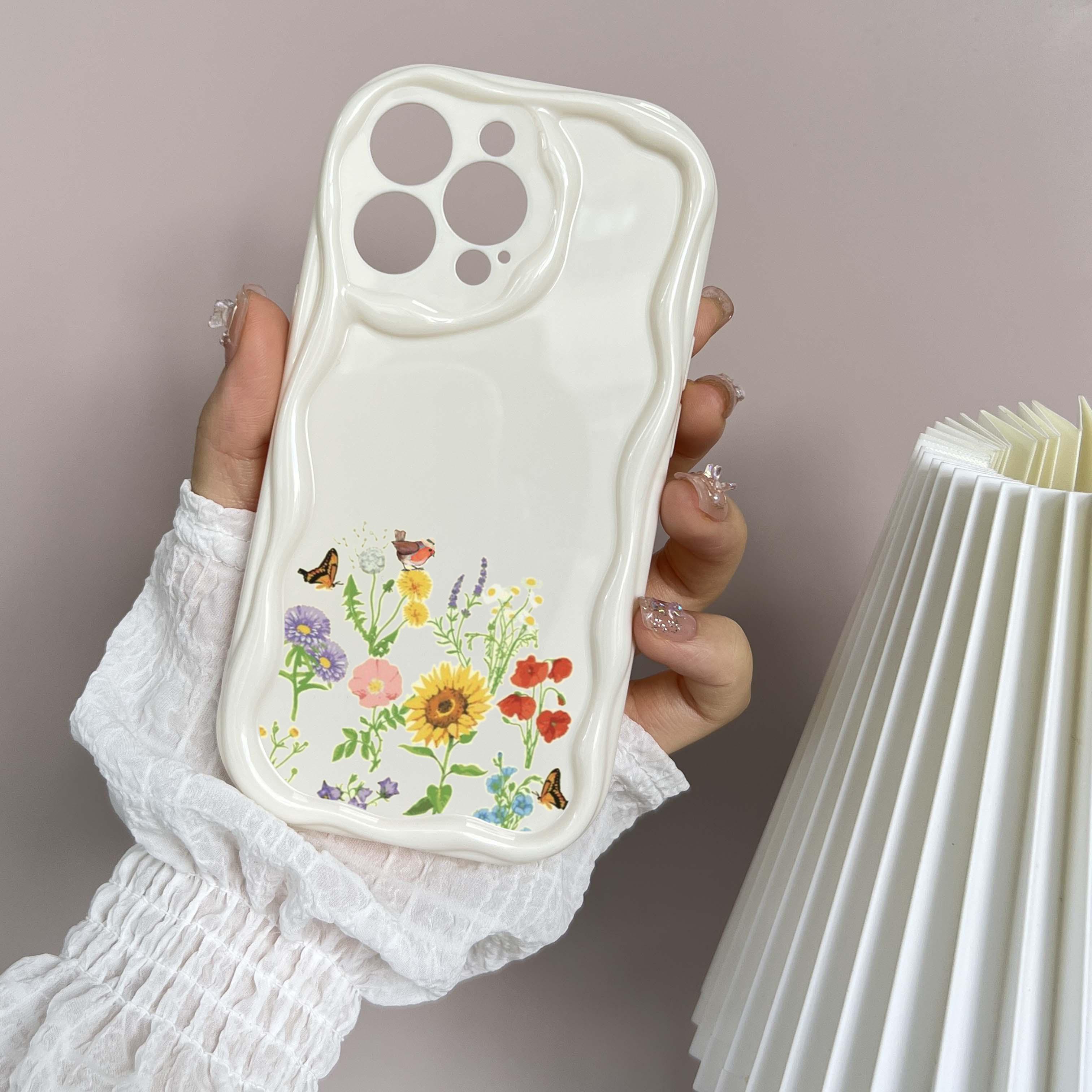 N75 Мягкие волнистые чехлы для телефонов с бабочками и цветами для Samsung A54 A34 A13 — фото 11