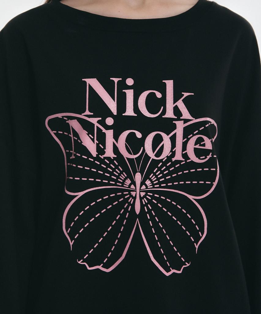 Nigaennikol Butterfly Signature Ls Top_Black Pink