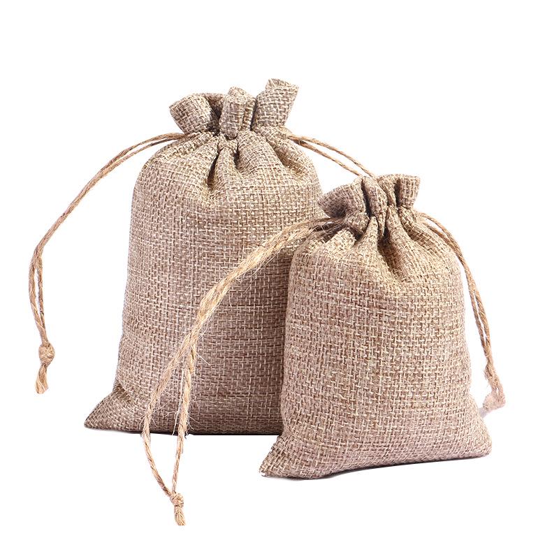 Drawstring Linen Jewelry Gift Bag - Composite Linen Storage Bag Available