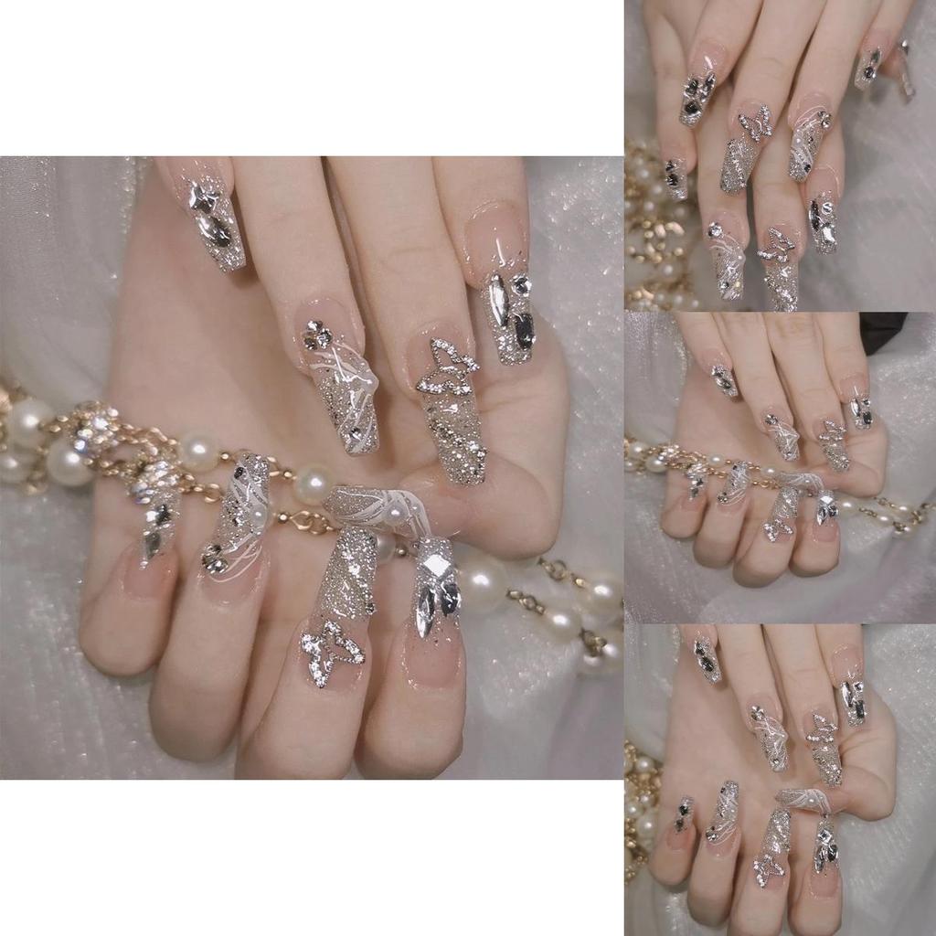 Xs To L Sizes Available Removable Handmade Butterfly Sparkling Rhinestone Nail Stickers
