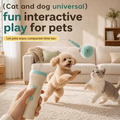 Fluffy Interactive Cat Wand Automatic Interactive Cat Toy Funny Electric Cat Teaser Toy  Indoor Toy