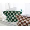 Reusable Knitted Tissue Bag Foldable Checkerboard Napkin Cover Soft Paper Storage Box  Car