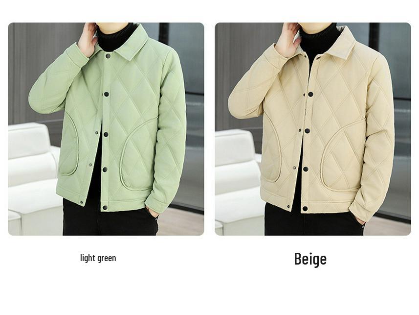 Men's Trendy Lapel Cotton Jacket: Thickened, Warm, Velvet-Padded Outerwear for Autumn and Winter.