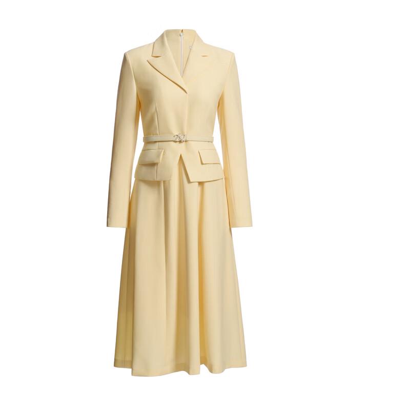 ELLASSAY Women's 100% Wool Lapel Midi Dress with Belt