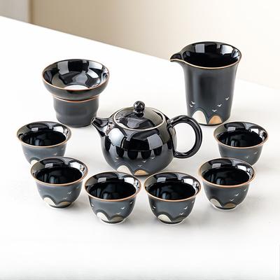 New Chinese Style Black Glazed Xishi Teapot Kung Fu Teaware Sets Suitable for Home Use Reception Small Set Business Gift