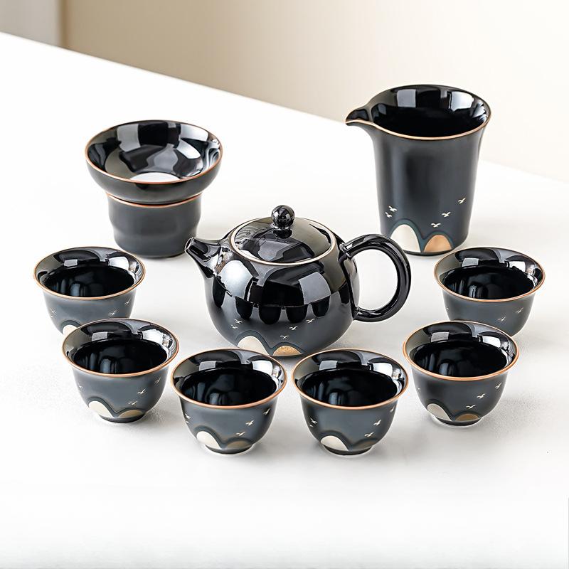 New Chinese Style Black Glazed Xishi Teapot Kung Fu Teaware Sets Suitable for Home Use Reception Small Set Business Gift