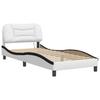LED Bed Frame Without Mattress  Hvar  White and Black 90 X 200 Cm