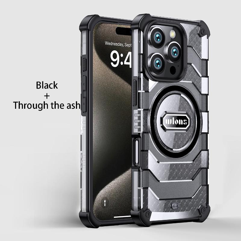 

For Magsafe Magnetic Hard PC+Soft TPU Four Corner Anti Drop Armor Phone Case For iPhone 16 Pro Max 15 Pro Max Bumper Back Cover iPhone 15 чорний
