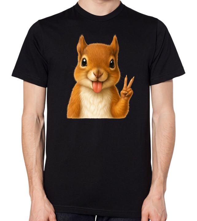Cute Squirrel Peace Sign T-Shirt Men Women Unisex Top S разноцветный