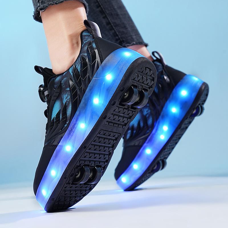 

New runaway shoes, boys, students, pulley shoes, skates, USB charging luminous shoes, girls double wheels 30