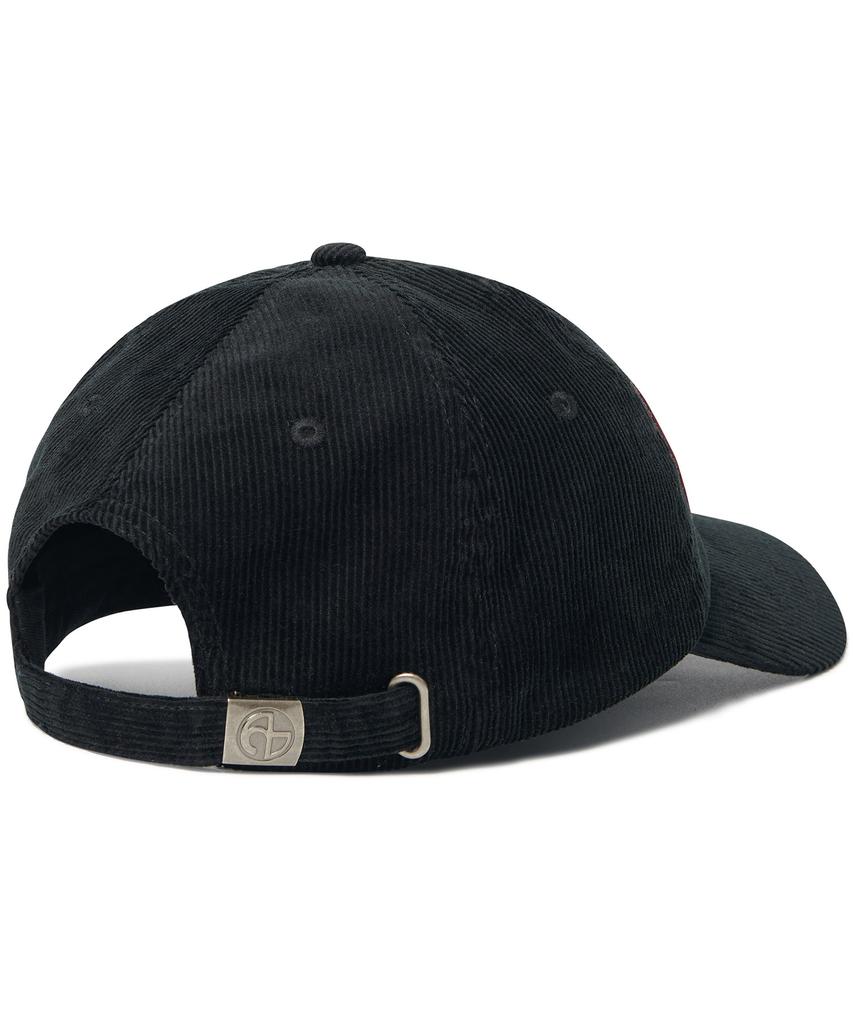 Nomaenyueol Sign Patched Corduroy Ball Cap - Black