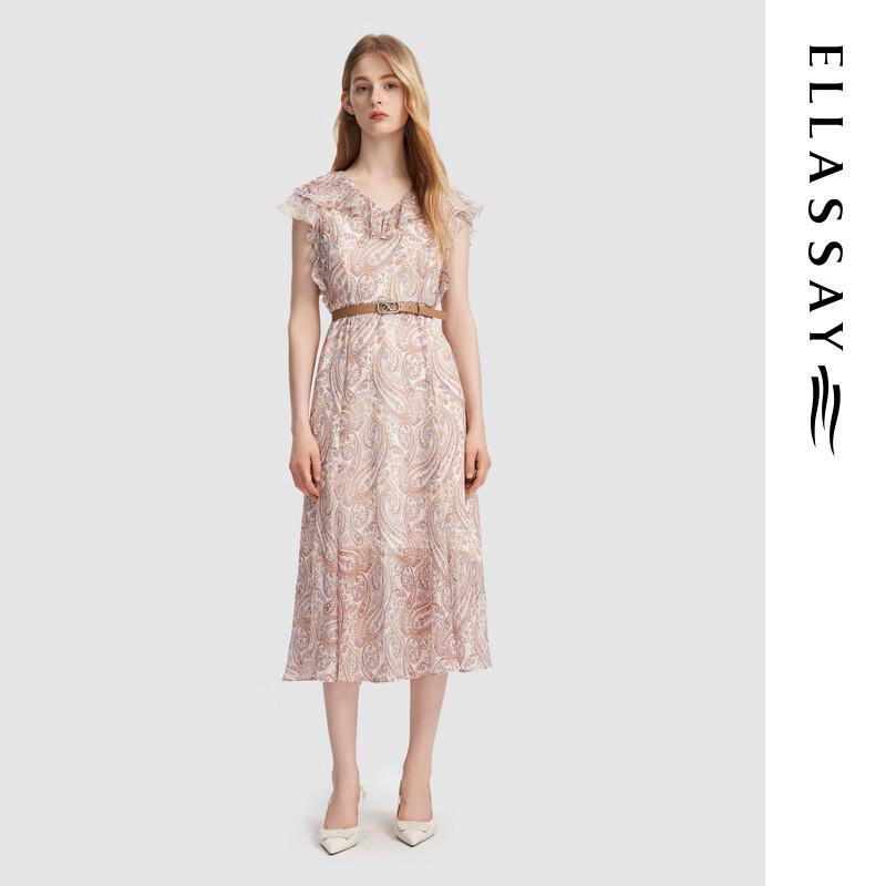 

ELLASSAY Women s 100% Mulberry Silk V-Neck Midi Dress XS