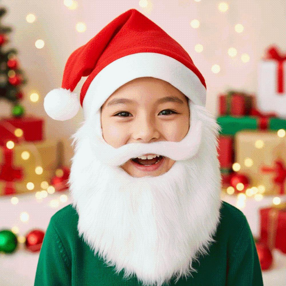 Fake Beard Plush Xmas Cap Long Plush Festive Party Cap Christmas Santa Hat  Stage Performance