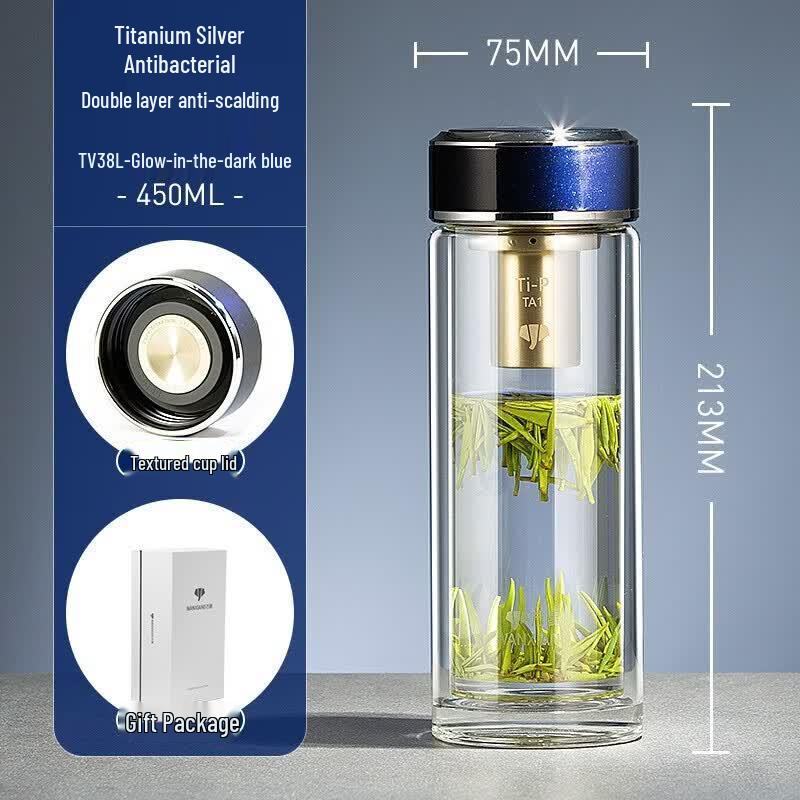 Wanxiang Antibacterial Double-Layer Glass Tea Cup
