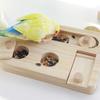 Wooden Bird Foraging Toy with Enrichment Puzzle for Training & Chewing Natural Wood Stand Platform Feeder Cage Decors