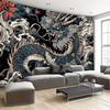 2D Oriental Dragon Wave Tapestry Black Background Home Background Cloth