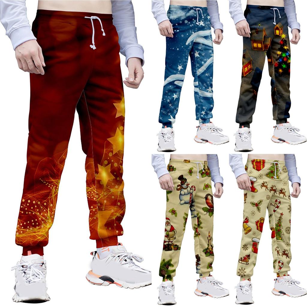 Men's Merry Christmas Sports Casual Jogging Trousers Lightweight Hiking Work Pants Outdoor Pant