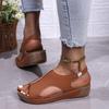 Neue Damen Keilabsatz Sandalen Fischmaul Design Dicksohlig