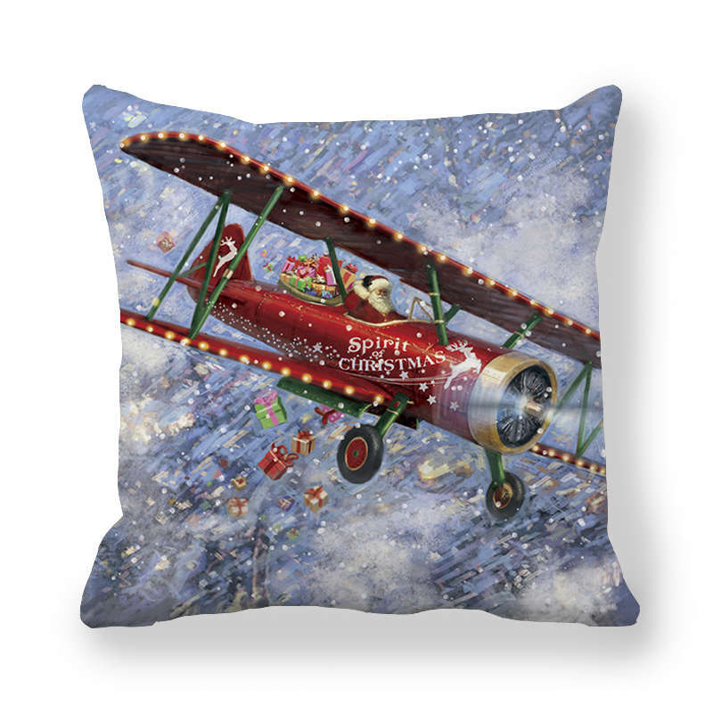 Merry Christmas Decorations Print Cushion Cover Home Living Room Sofa Decoration Square Pillow Cover 45x45cm