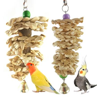 Pet Parrot Birds Natural Grass Woven Cuttlebone Cuttlefish Bone Chewing Toy Hanging Cage Swing Climb Pendant Bird Supplies