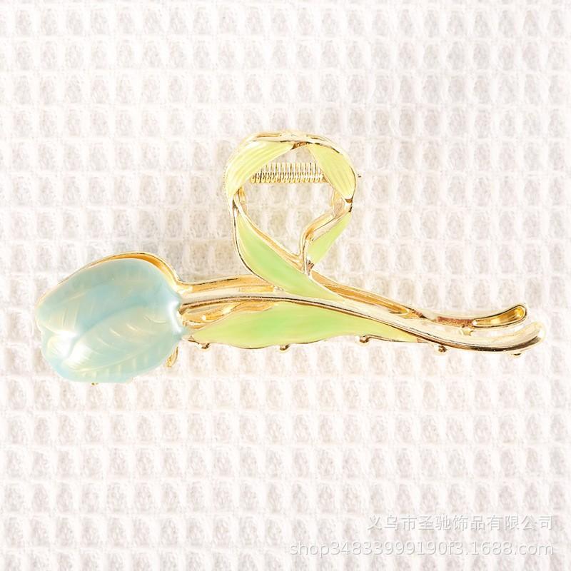 Stilig Fresh Temperament Oil Drop Floral Metal Shark Hair Clip