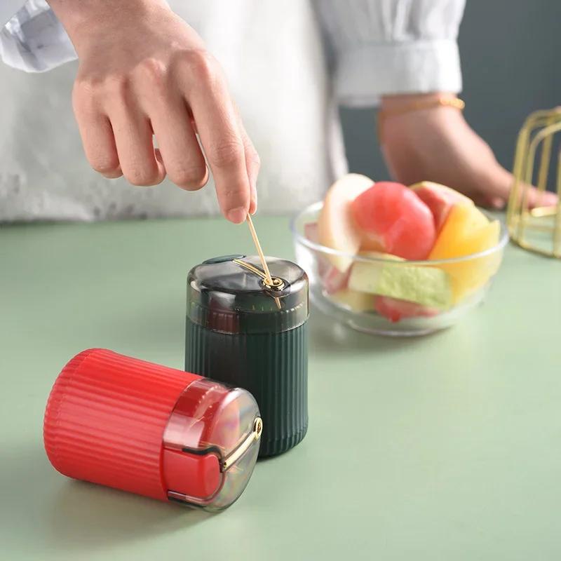 Pop-up Automatic Toothpick Dispenser Portable Plastic Toothpick Holder Container Creative Press  Toothpick Storage Box Organizer