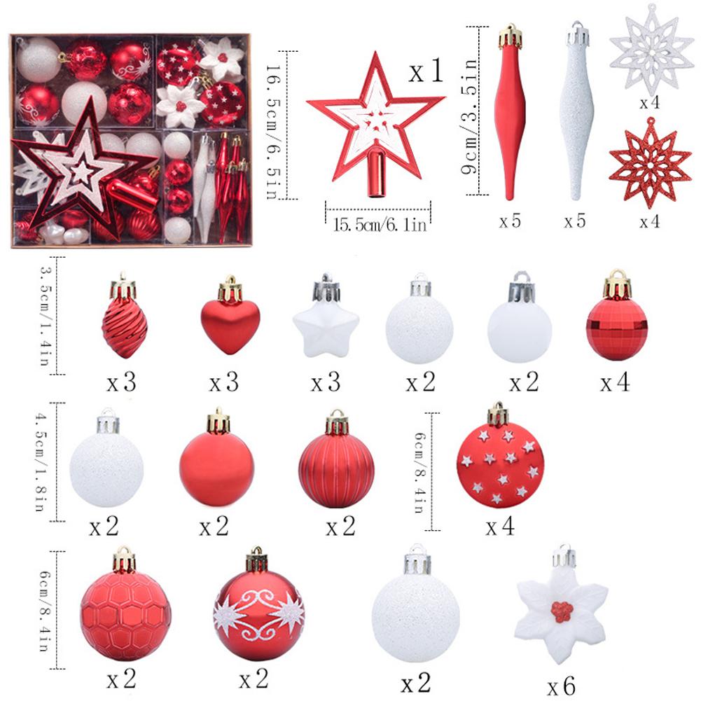 

Christmas Balls Ornaments, 58pcs Christmas Tree Balls Christmas Tree Pendant Gift Balls for Xmas Navidad Christmas Decortions 3.5-16.5cm