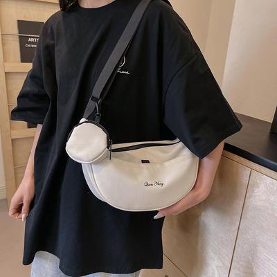Casual Simple Canvas Large-capacity Bag Women's 2025 Spring and Summer New Dumpling Bag Fashion Messenger Bag
