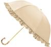Kamio Japan Pink Trick Rain or Fully Folding Latte 210503 Parasol, Shine, Shade, 2-Section Umbrella, Frilled, Beige, 50cm,