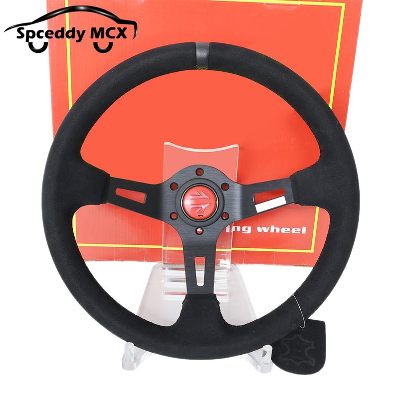 13.5inch 335mm Racing Steering Wheel Suede Deep Dish Car Sports