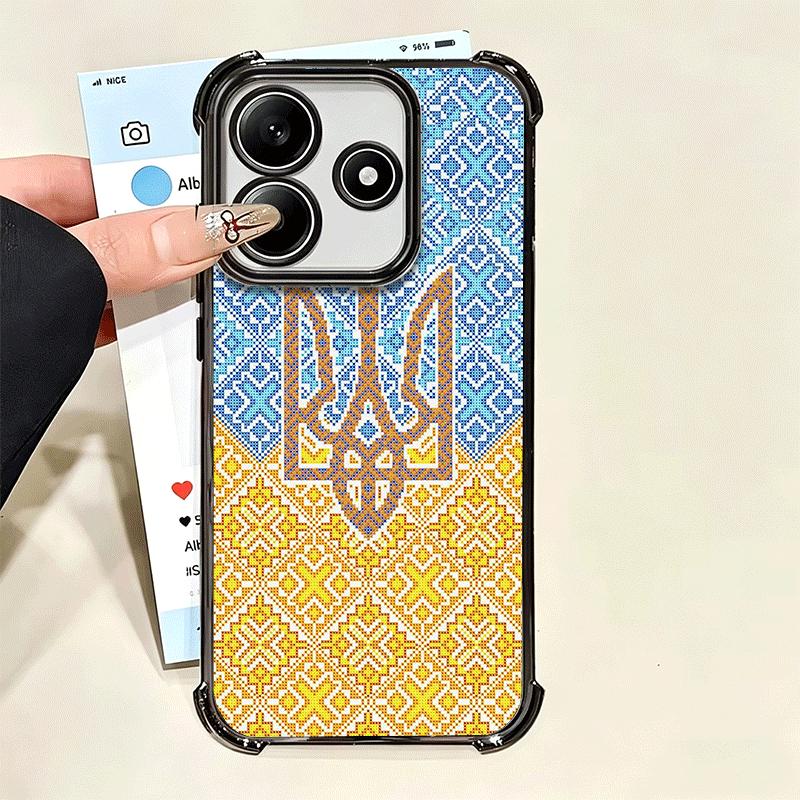 Ukraine Aesthetic Plating Phone Case For Xiaomi Poco X5 X6 X7 X8 Pro Max F8 Ultra F7 M8 M7 M5S Redmi 15C 15 14C 13C 13 X3 12C F6