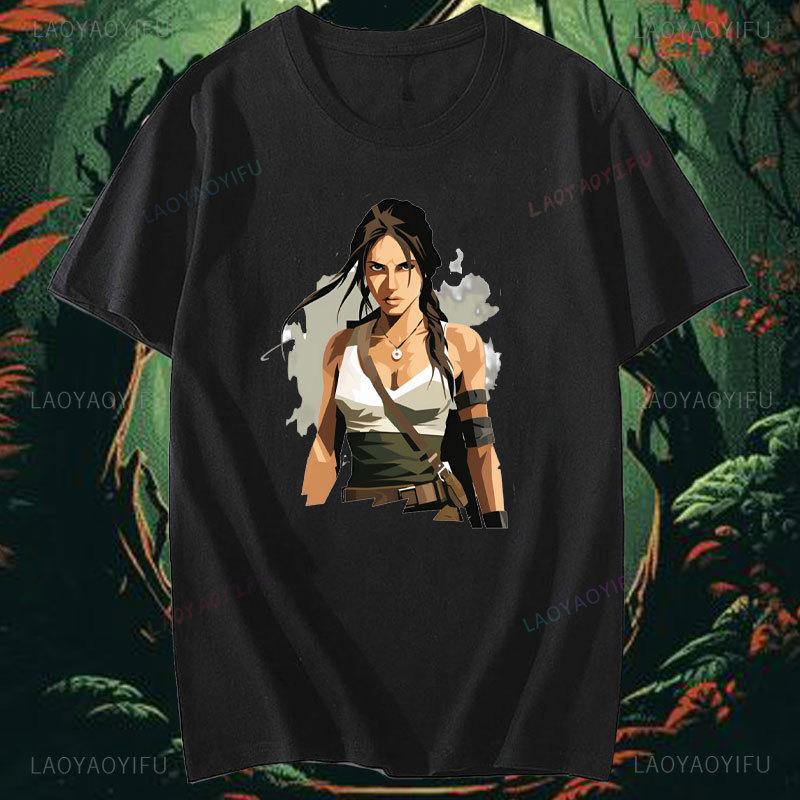 Tomb Raider Game Printed T-Shirt Tomb Raider Lara Personality Menunisex Cool Shirt High Quality Cotton Street Style Short Sleeve