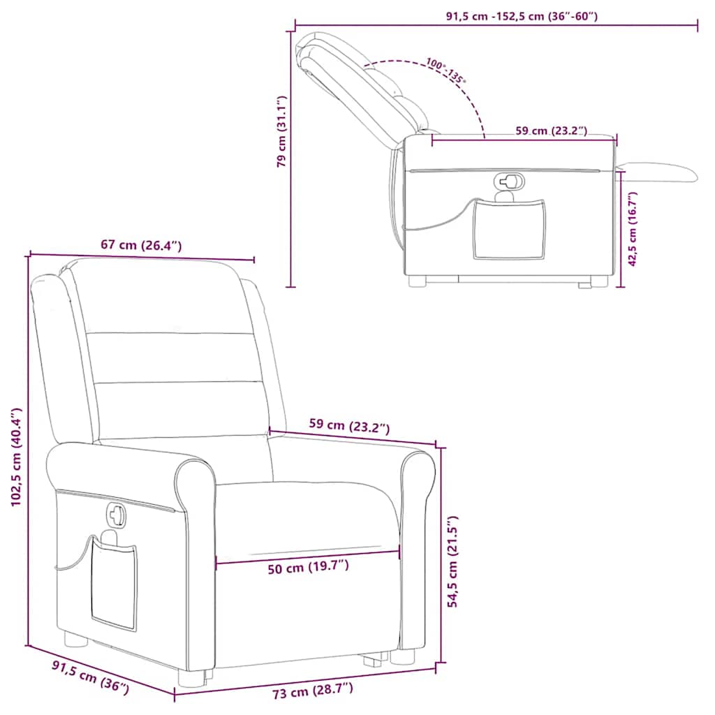 Massage Recliner with Rising Assistance Dark Green Fabric