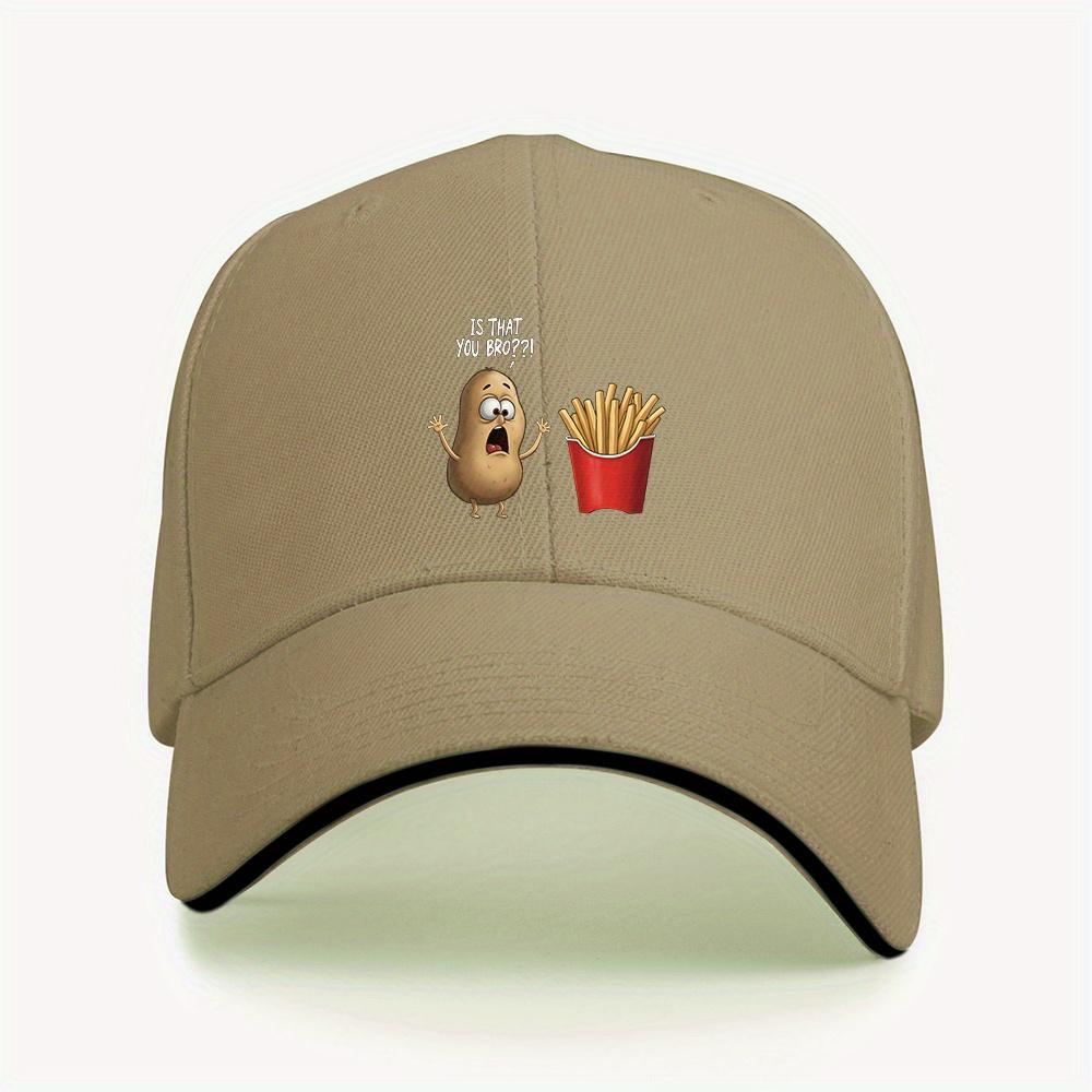 Surprised Potato and French Fries Baseball Cap Unisex Adjustable Polyester Casual Sporty Headgear