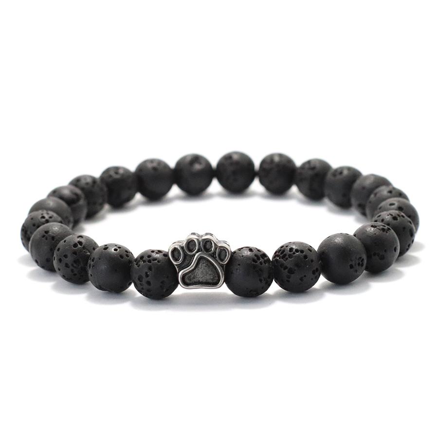 Natural Colored Imperial Beads Bracelet Men Titanium Steel Dog Paw Beaded Brazelet Women Simple Yoga Wrist Braslet Jewelry Homme