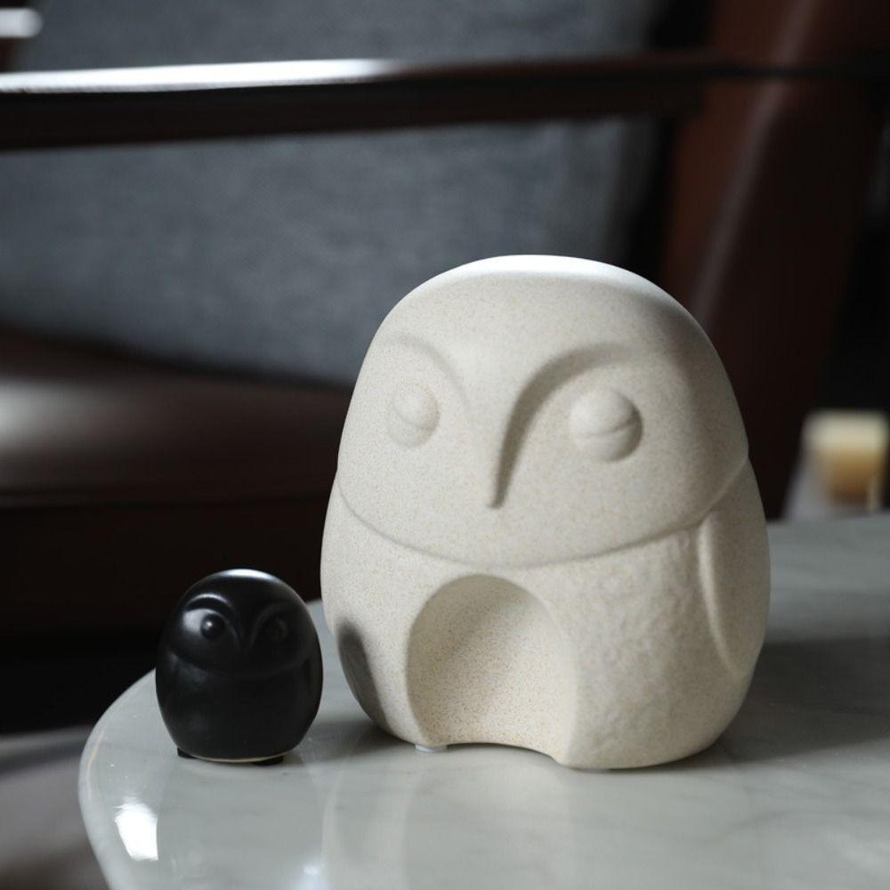Vivid Animal Statue Ceramic Miniature Figurine Sculpture Creative Owl Ornament Bookshelf