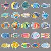 50PCS Waterproof Cartoon Fish Stickers: Marine Life & Underwater Animals for Water Bottles, Journals, and Storage Boxes