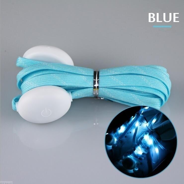 

Модный блеск светодиодный 8 смены цвета люминесцентный ремешок для шнурков ночник Клубная вечеринка светящиеся шнурки 1 pair синий