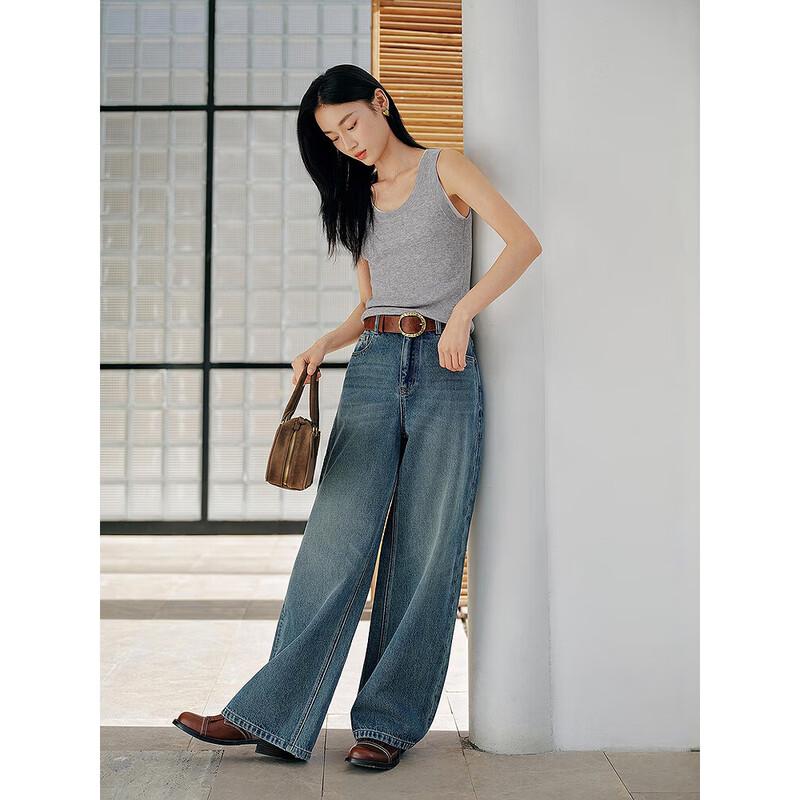 JUZUI ANNACO Modern Washed Denim Straight Leg Jeans