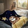 Sloth Moon Gold Stars Flannel Blanket Perfect for Sofa Office Bed Travel Sleep Read Relax Camping Four Season Use