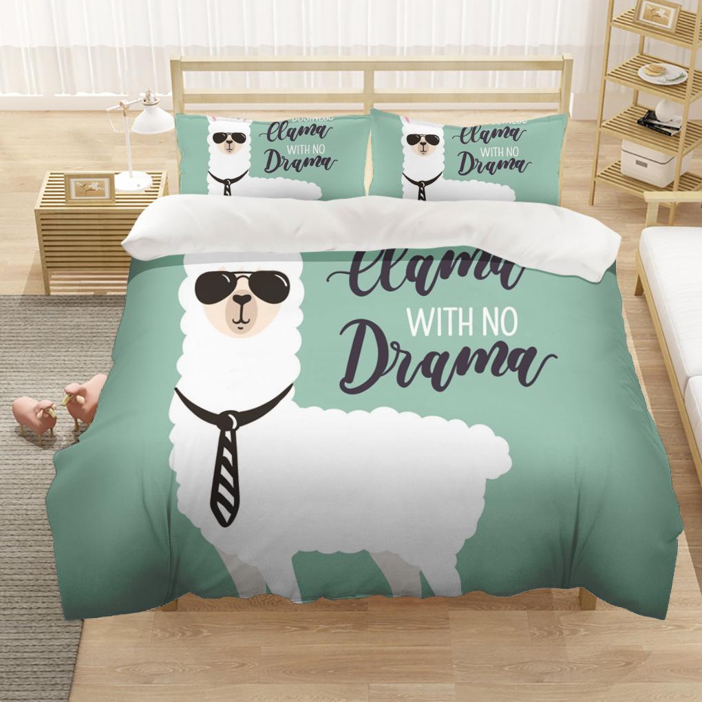 Alpaca Duvet Cover King/Queen Size Alpacas In Love Pattern Bedding Set Black White Argentina Animal 2/3pcs Polyester Quilt Cover